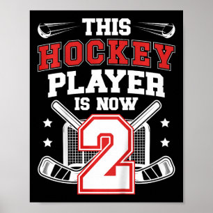 Kids 2nd Ice Hockey Birthday Two Year Old Ice Hock Poster