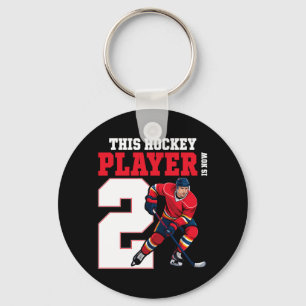 Kids 2nd Ice Hockey Birthday Two Year Old Player Key Ring