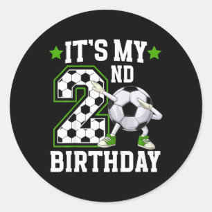 Kids 2nd Soccer Birthday Party 2 Year Old Soccer P Classic Round Sticker