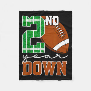 Kids 2nd Year Down Football Birthday Boy Party 2 Y Fleece Blanket