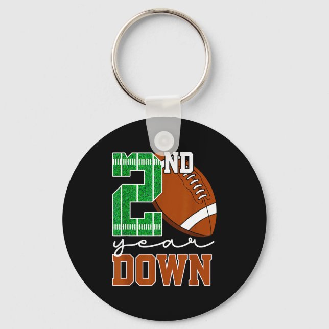 Kids 2nd Year Down Football Birthday Boy Party 2 Y Key Ring (Front)