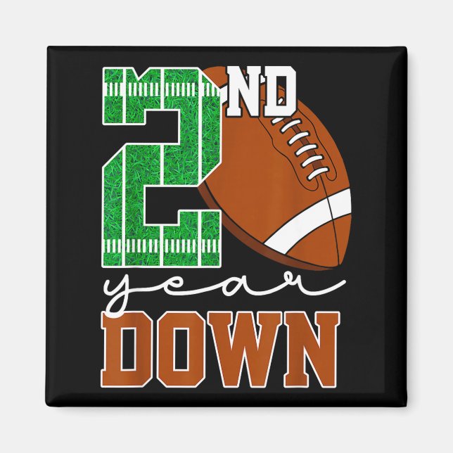 Kids 2nd Year Down Football Birthday Boy Party 2 Y Magnet (Front)