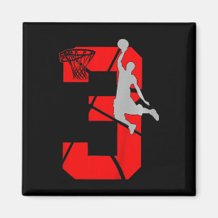 Kids 3 Year Old 3rd Basketball Birthday PartyTheme Magnet