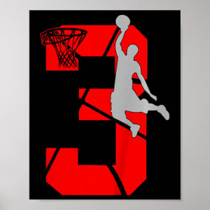 Kids 3 Year Old 3rd Basketball Birthday PartyTheme Poster