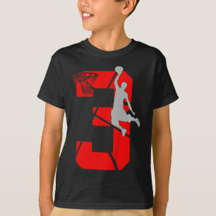 Kids 3 Year Old 3rd Basketball Birthday PartyTheme T-Shirt