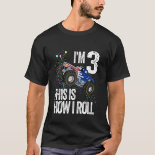 Kids 3 Year Old 3rd Birthday Boy Monster Truck Bir T-Shirt