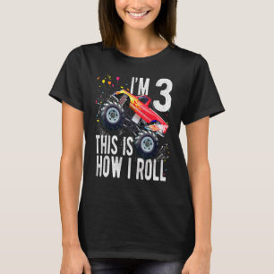 Kids 3 Year Old 3rd Birthday Boy Monster Truck Car T-Shirt