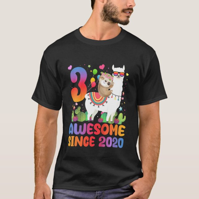Kids 3 Year Old Awesome Since 2020 3rd Birthday    T-Shirt (Front)