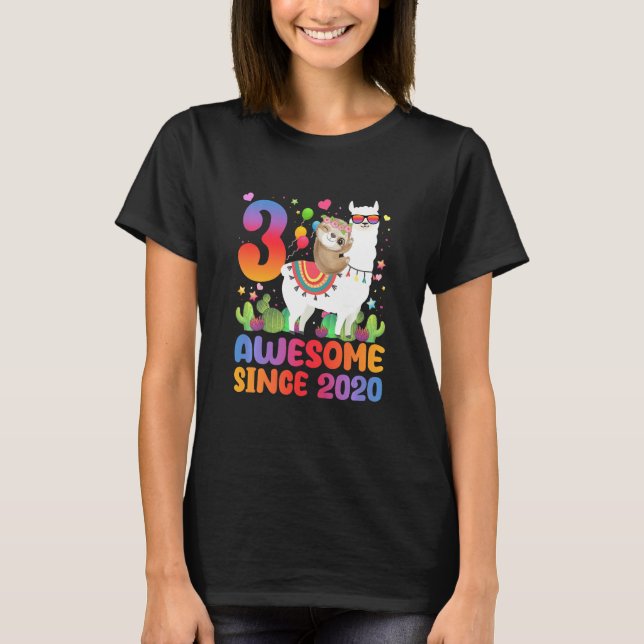 Kids 3 Year Old Awesome Since 2020 3rd Birthday  T T-Shirt (Front)