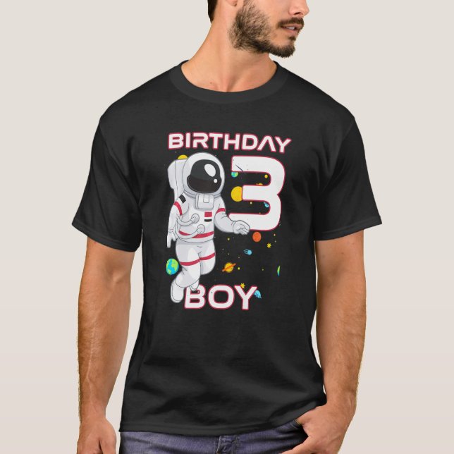 Kids 3 Year Old Birthday Astronaut 3rd Birthday Pa T-Shirt (Front)