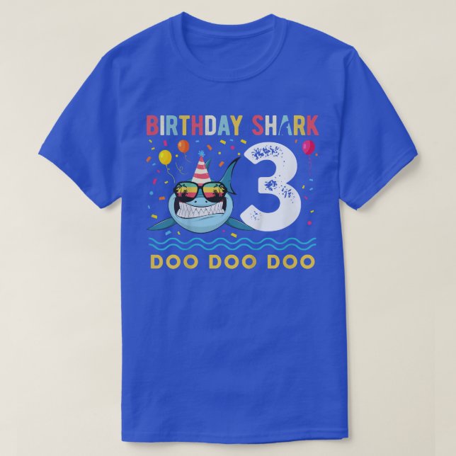 Kids 3 Year Old Birthday Boy Girl Shark Boys and G T-Shirt (Design Front)