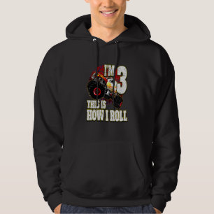 Kids 3 Year Old Birthday Loves Monster Truck Hoodie