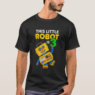Kids 3 Year Old Cute Robot Birthday T-Shirt