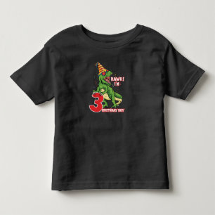 Kids 3 Year Old dinosaurs birthday 3th Party Boys Toddler T-Shirt