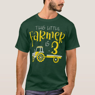 Kids 3 Year Old Farm Tractor Birthday Party Farmer T-Shirt