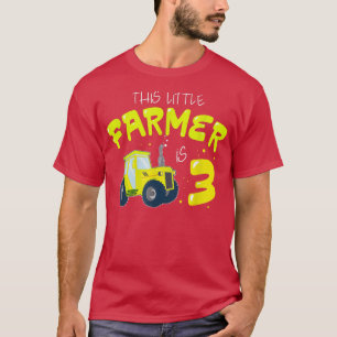 Kids 3 Year Old Farm Tractor Birthday Party Farmer T-Shirt