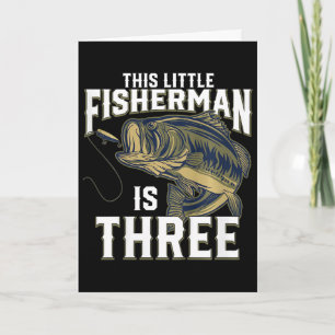 Kids 3 Year Old Fishing Birthday Party Fisherman 3 Card