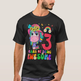 Kids 3 Year Old Girls Teens Unicorn 3rd Birthday T-Shirt