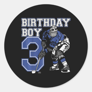 Kids 3 Year Old Ice Hockey Themed Birthday Party 3 Classic Round Sticker
