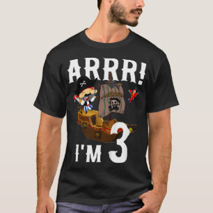 Kids 3 Year Old Pirate Birthday Party Pirates Ship T-Shirt
