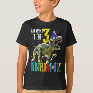 Kids 3 Year Old Shirt 3rd Birthday Boy T Rex Dinos