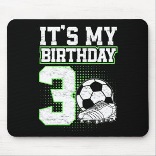 Kids 3 Year Old Soccer Boy Its My 3rd Birthday Soc Mouse Mat