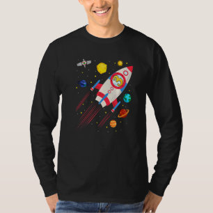 Kids 3 Year Old Spaceship Rocket Birthday Astronau T-Shirt