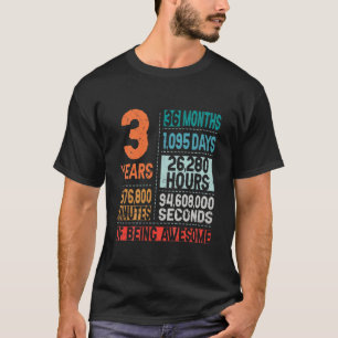 Kids 3 Years 36 Months Of Being Awesome 3Rd Birthd T-Shirt