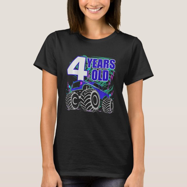 Kids 3 Years Birthday Monster Truck For Boys And G T-Shirt (Front)