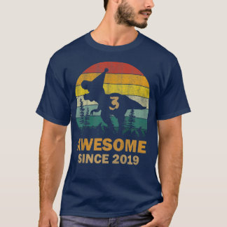 Kids 3 Years Old Awesome Since 2019 3rd Birthday T T-Shirt