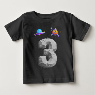 Kids 3 Years Old Birthday Boy Astronaut Gifts Spac Baby T-Shirt