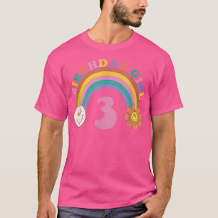 Kids 3 Years Old Birthday Rainbow Boho 3rd Birthda T-Shirt