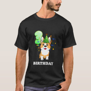 Kids 3 Years Old Kid 3rd Birthday Corgi Puppy Dog T-Shirt
