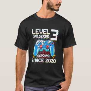 Kids 3 Years Old Level 3 Unlocked 2020 Video Game  T-Shirt