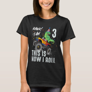 Kids 3 Years Old Rex Dinosaur Monster Truck 3rd Bi T-Shirt
