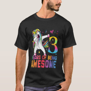 Kids 3 Years Old Unicorn Dabbing 3rd Birthday Girl T-Shirt
