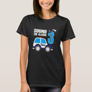 Kids 3rd Birthday 3 Three Year Old Police Car Cop T-Shirt