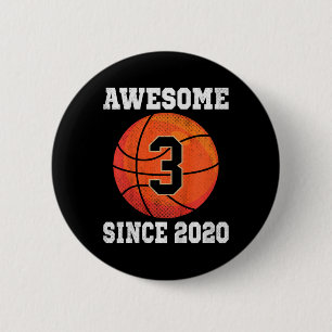 Kids 3rd Birthday Basketball Lover 3 Years Old Vin 6 Cm Round Badge