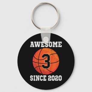 Kids 3rd Birthday Basketball Lover 3 Years Old Vin Key Ring