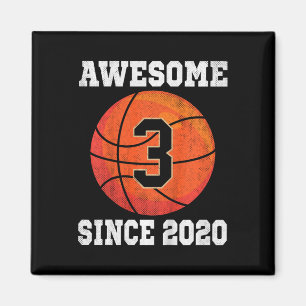 Kids 3rd Birthday Basketball Lover 3 Years Old Vin Magnet