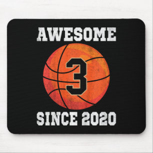 Kids 3rd Birthday Basketball Lover 3 Years Old Vin Mouse Mat