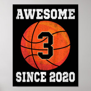Kids 3rd Birthday Basketball Lover 3 Years Old Vin Poster