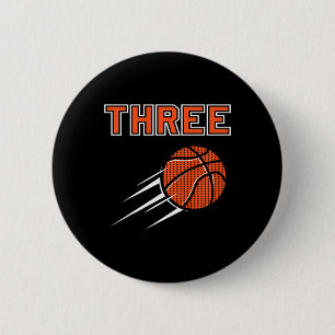 Kids 3rd Birthday Basketball Party Jersey 3 Years  6 Cm Round Badge