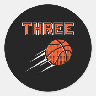 Kids 3rd Birthday Basketball Party Jersey 3 Years Classic Round Sticker