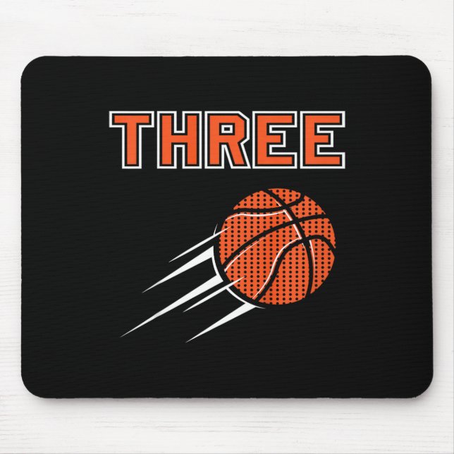 Kids 3rd Birthday Basketball Party Jersey 3 Years  Mouse Mat (Front)