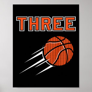 Kids 3rd Birthday Basketball Party Jersey 3 Years  Poster