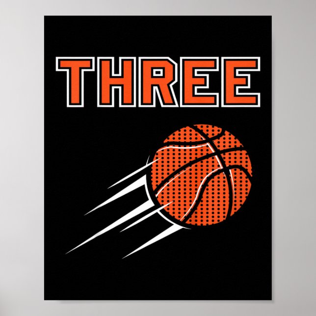 Kids 3rd Birthday Basketball Party Jersey 3 Years  Poster (Front)