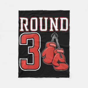 Kids 3rd Birthday Boxing Boy 3 Year Old Boxer Bday Fleece Blanket