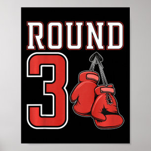 Kids 3rd Birthday Boxing Boy 3 Year Old Boxer Bday Poster