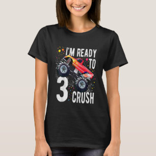 Kids 3rd Birthday Boy  3 Year Old Monster Truck Ca T-Shirt